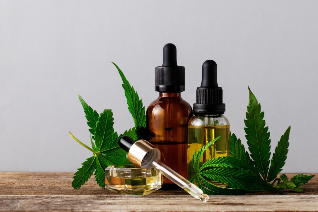 Cannabis oil in bottles